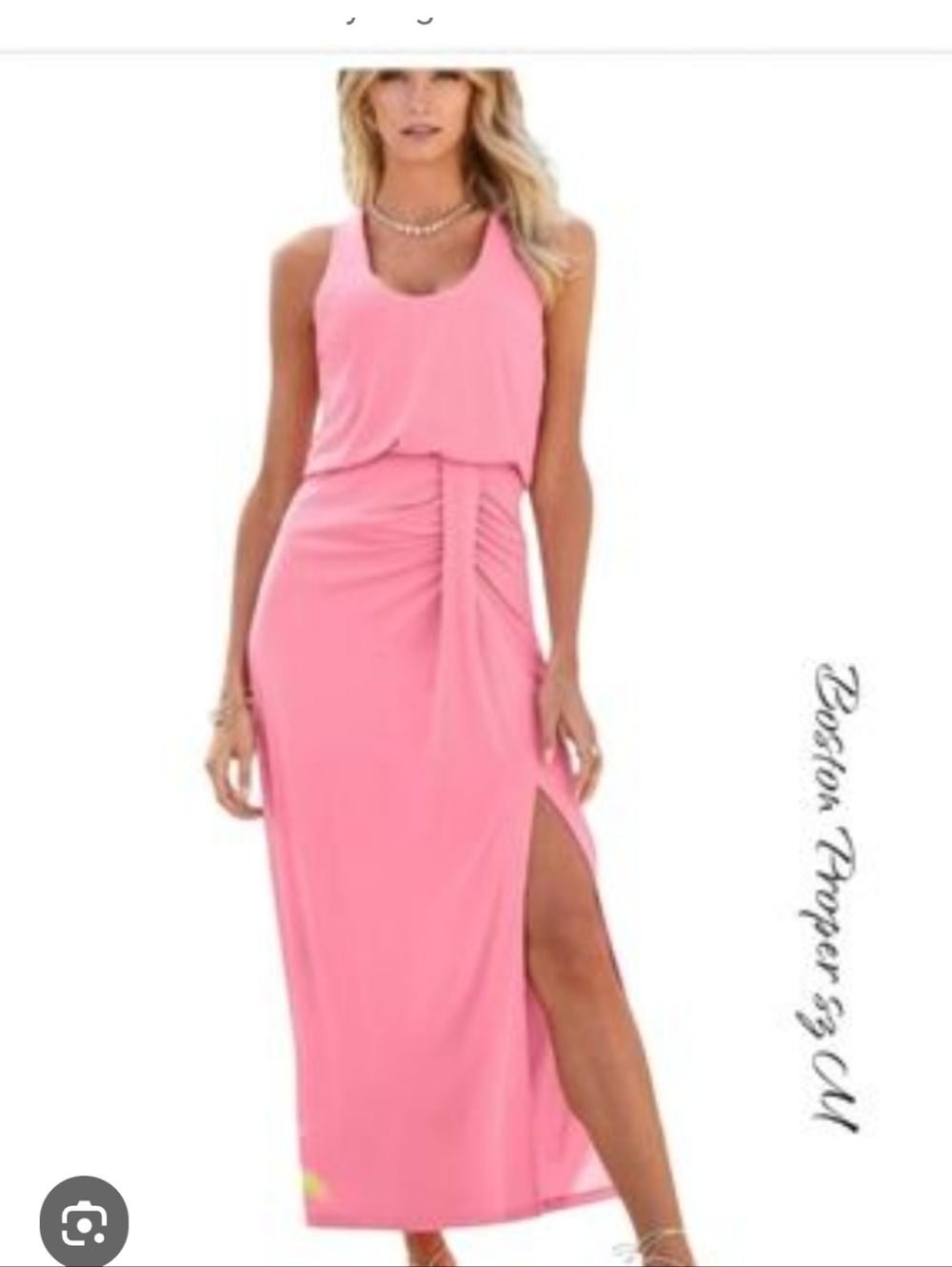 Boston Proper Pink Sleeveless Maxi Dress With Ruching Size XXS